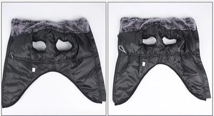 Reflective Winter Dog Coat with Faux Fur Collar for Large Dogs