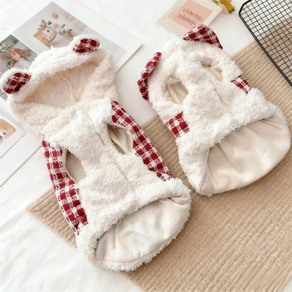 Warm Plush Plaid Dog Hoodie Jacket
