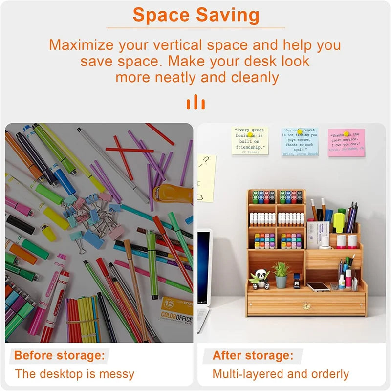 Wooden Desktop Storage Organizer