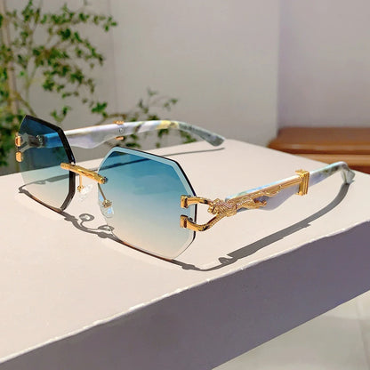 Vintage Rimless Polygon Sunglasses