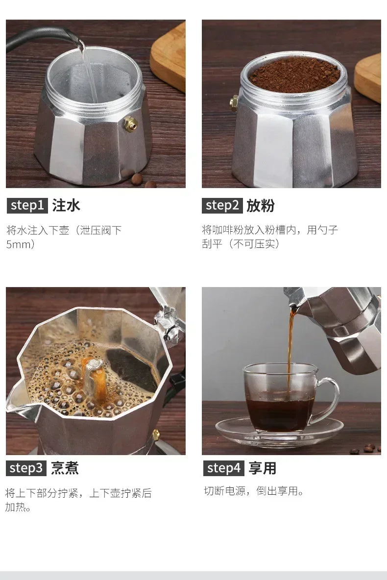 Classic Aluminum Moka Pot Espresso Maker