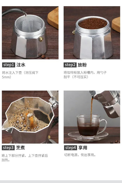 Classic Aluminum Moka Pot Espresso Maker