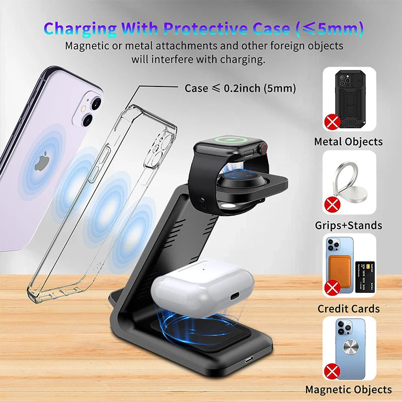 3-in-1 Portable Magnetic Wireless Charging Stand