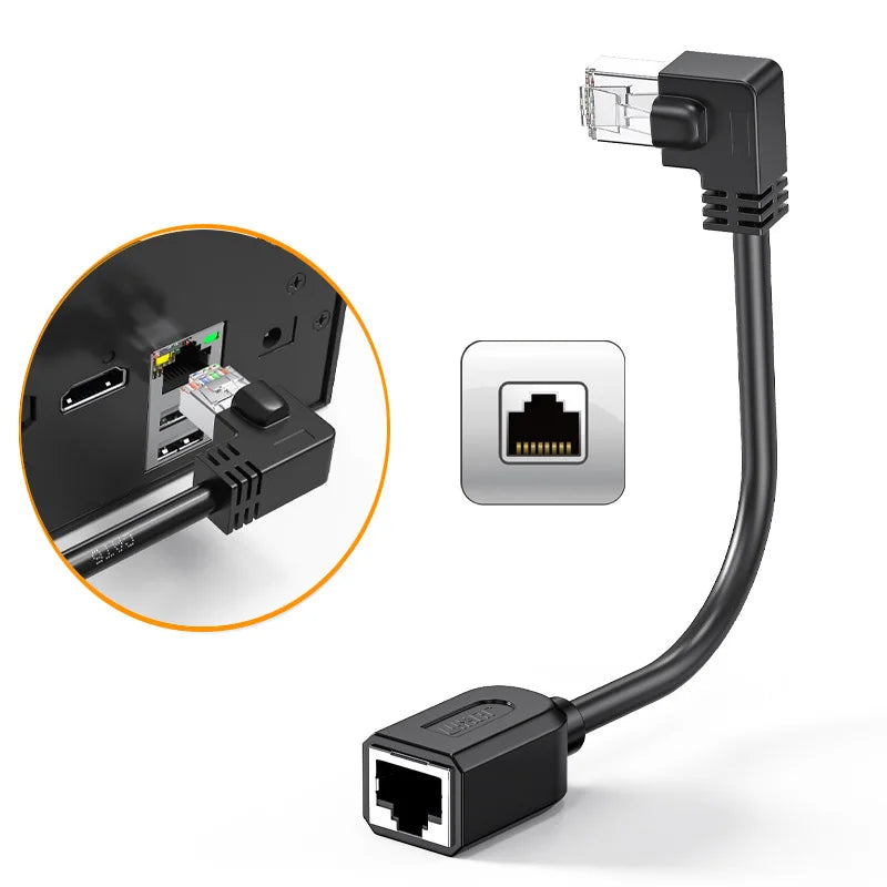 Cat6 90° RJ45 Ethernet Extension Cable