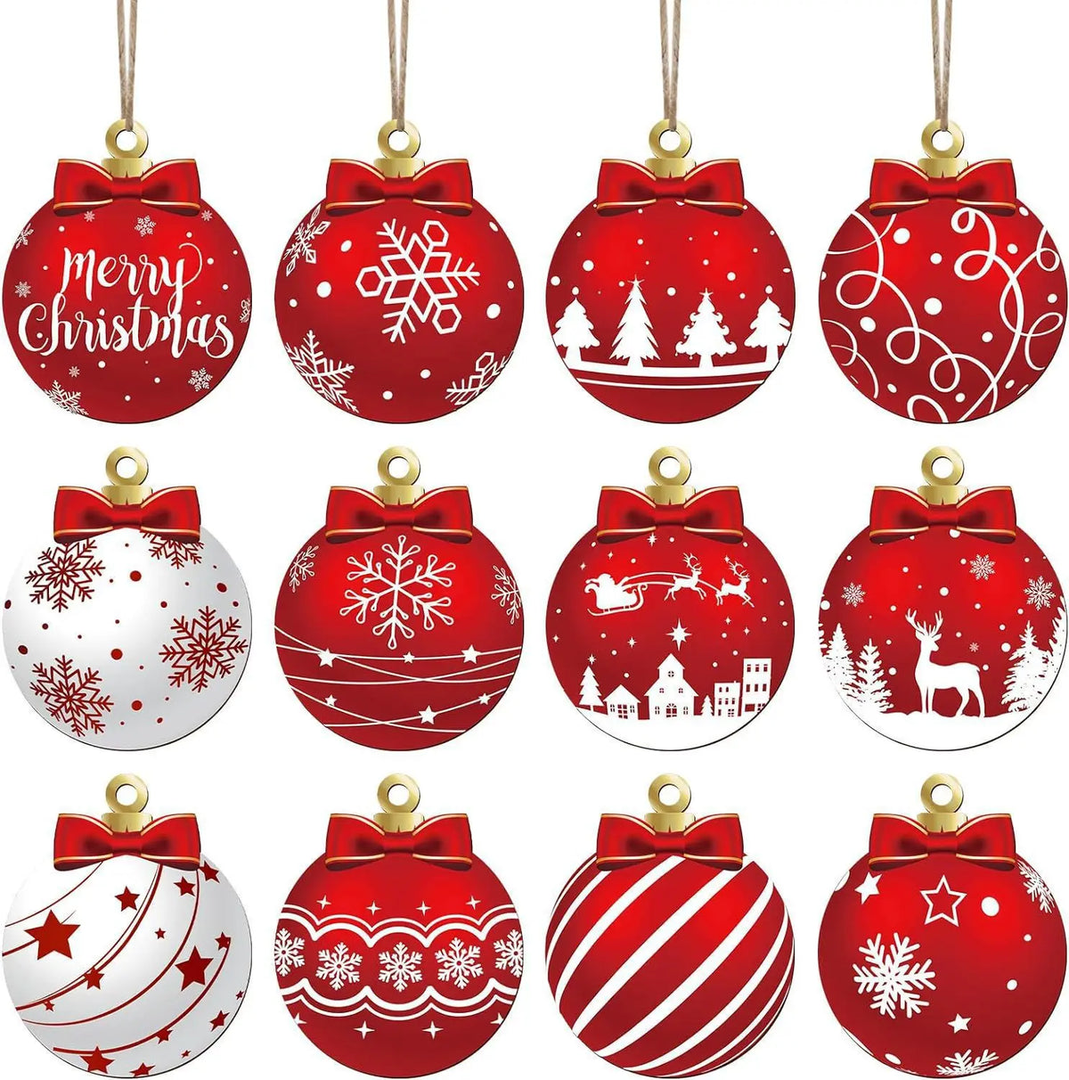 Wooden Christmas Hanging Ornament Set