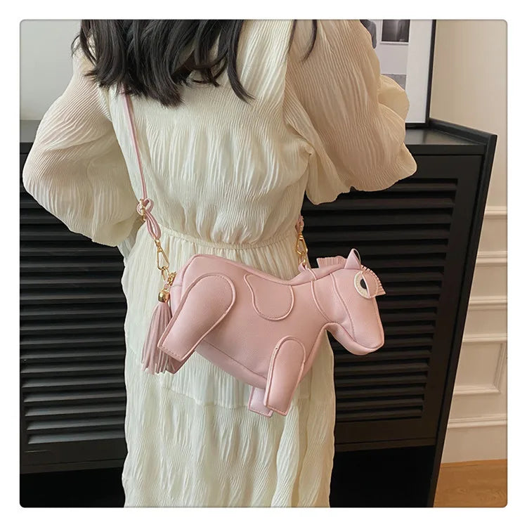 Horse-Shaped PU Leather Crossbody Shoulder Bag