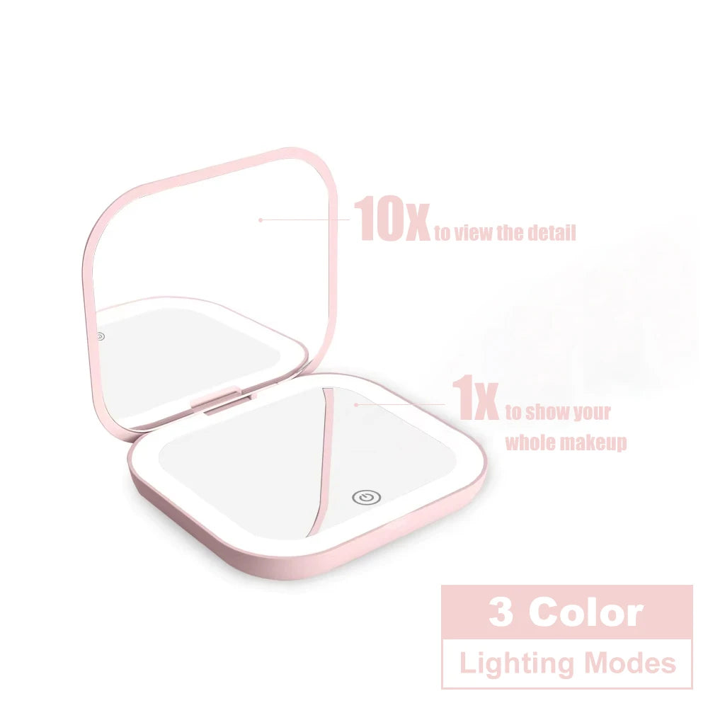 LED Folding Compact Makeup Mirror