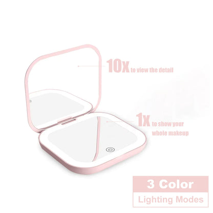 LED Folding Compact Makeup Mirror