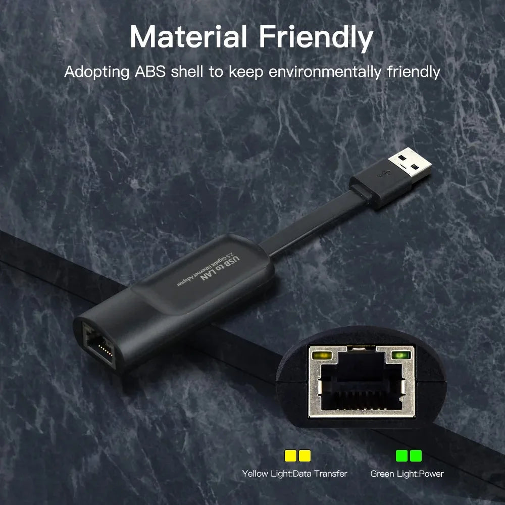 Kebidumei 2.5Gbps USB-C to RJ45 Ethernet Adapter