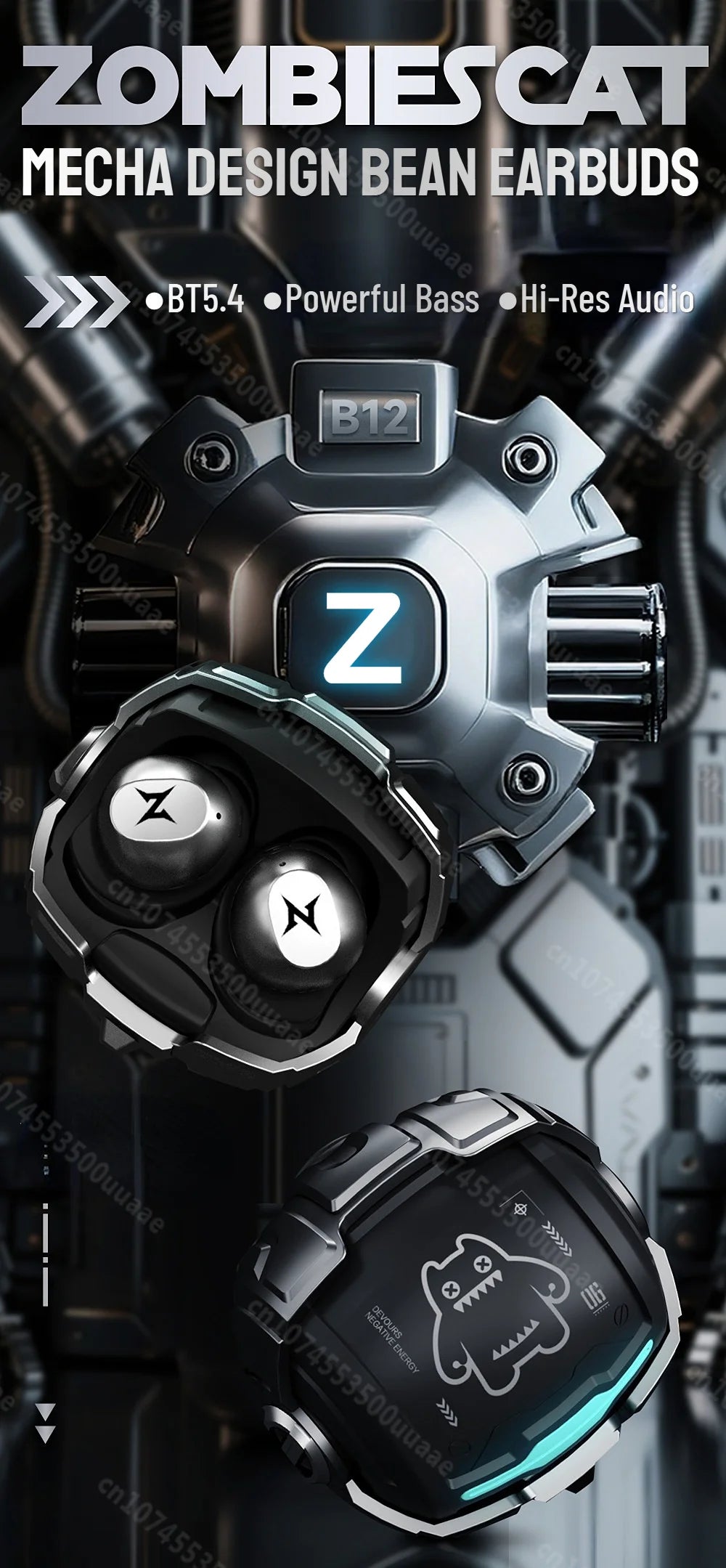 ZOMBIES CAT B12 Bluetooth 5.4 TWS Sports Earbuds