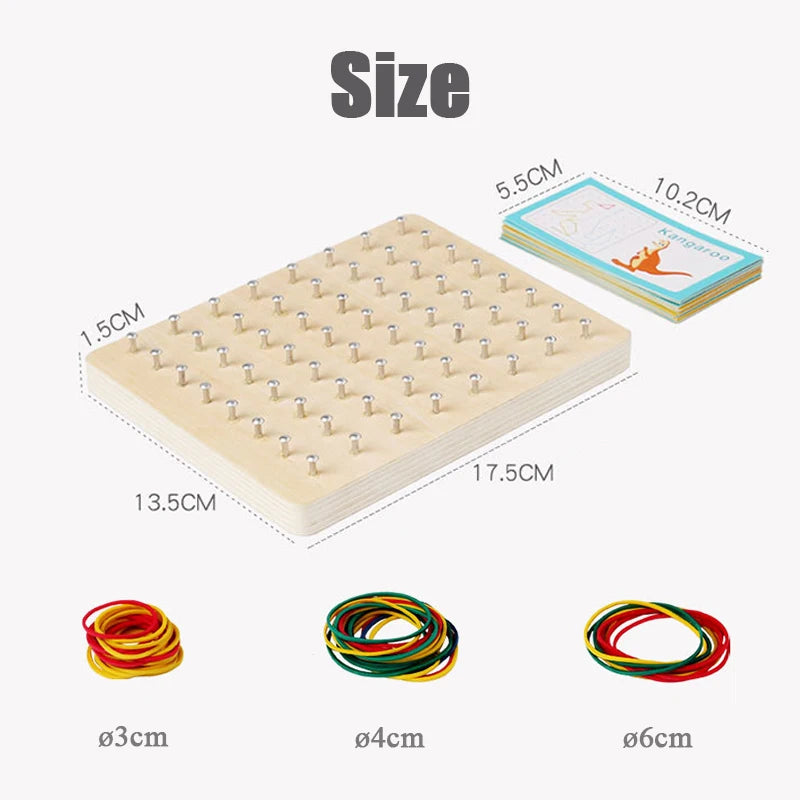 Wooden Montessori Geoboard Geometric Pegboard
