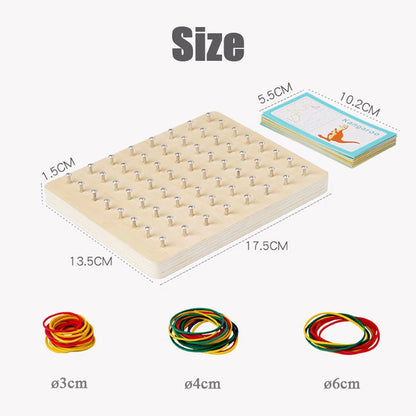 Wooden Montessori Geoboard Geometric Pegboard
