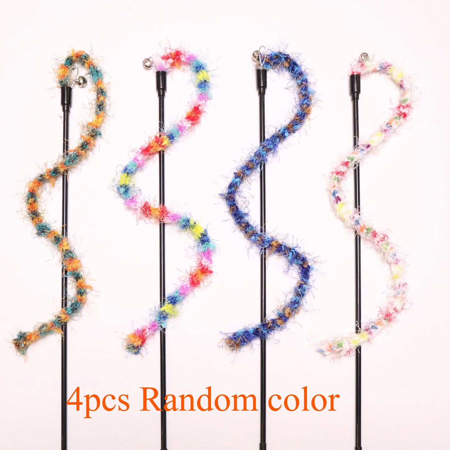 Colorful Plush Rope Cat Teaser Wand Set