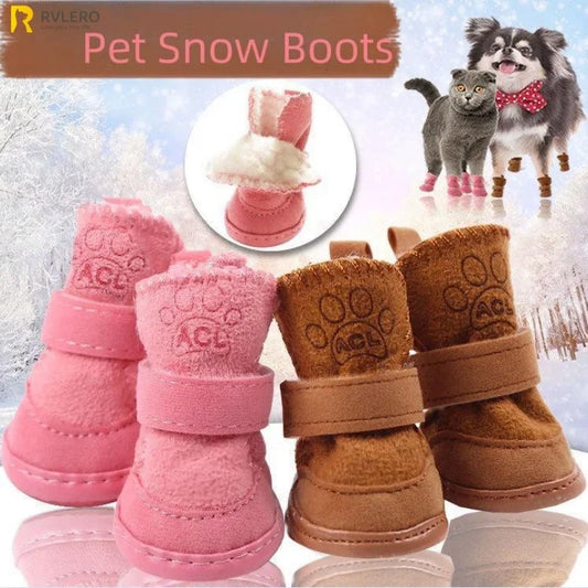 Warm Non-Slip Pet Boots for Outdoor Walks & Cold Weather