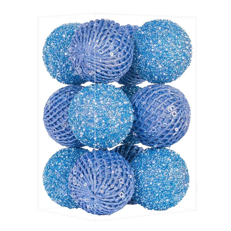 12-Piece Glitter Christmas Bauble Set