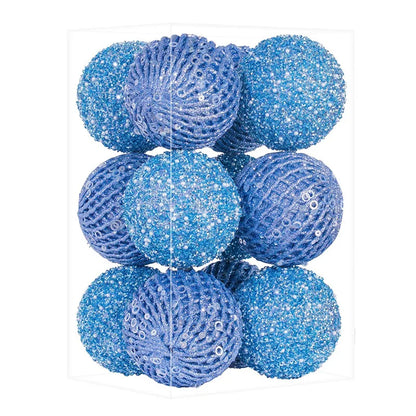 12-Piece Glitter Christmas Bauble Set