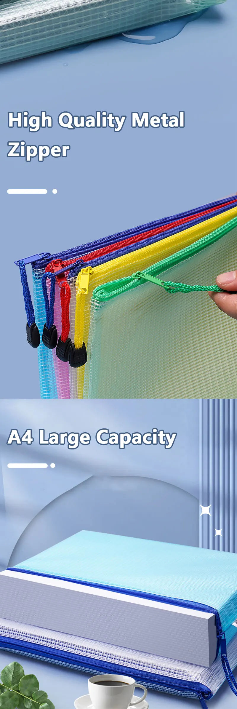 Mesh Zipper Document Pouch Set