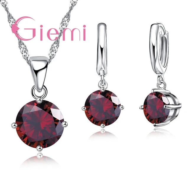 925 Sterling Silver Pendant Necklace Earrings
