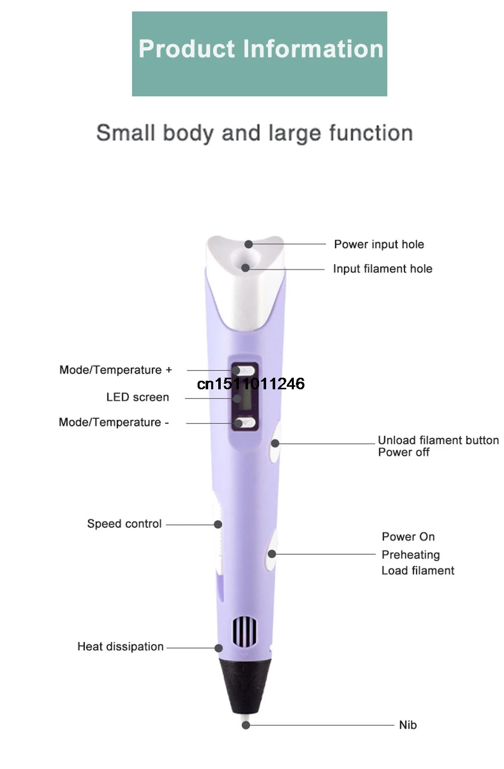JuniorCare 3D Printing Pen with PLA Filament & Travel Case