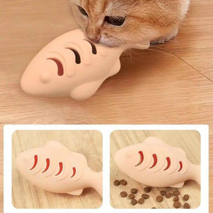 Interactive Silicone Fish Treat Dispenser Cat Toy
