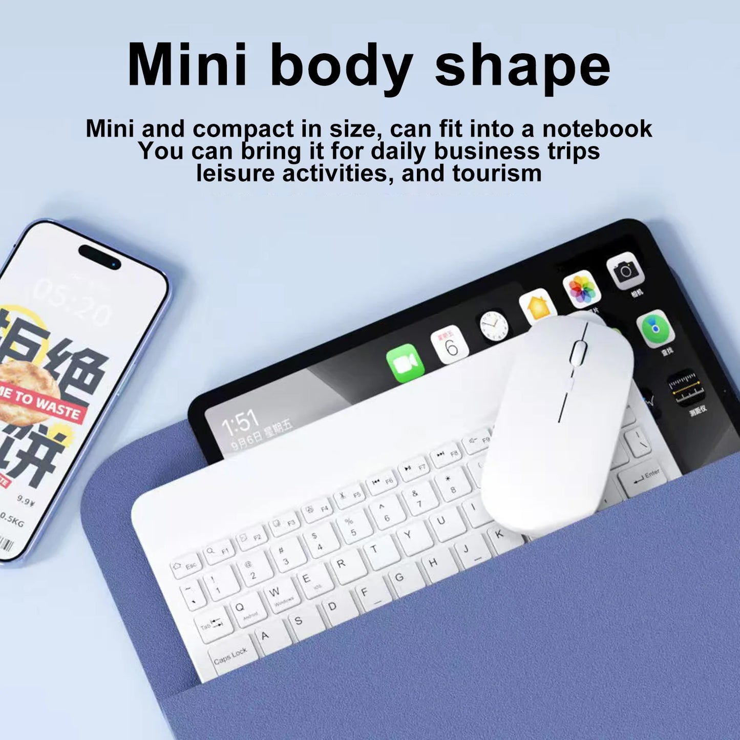 Bluetooth Wireless Keyboard & Mouse Set for Tablets and Mobile Devices