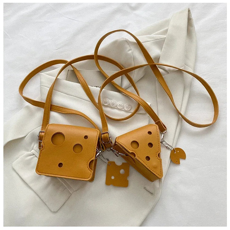 Cheese-Shaped Mini Crossbody Bag for Women