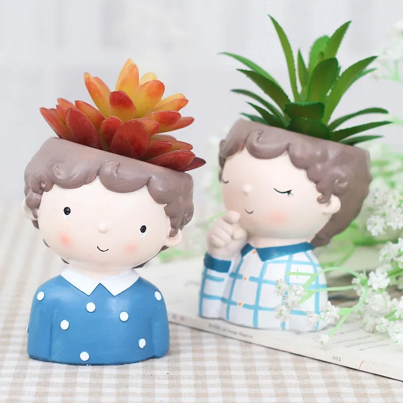 Hand-Painted Mini Portrait Plant Pot for Succulents & Cacti