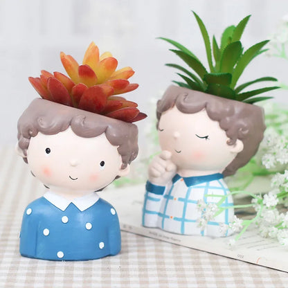 Hand-Painted Mini Portrait Plant Pot for Succulents & Cacti