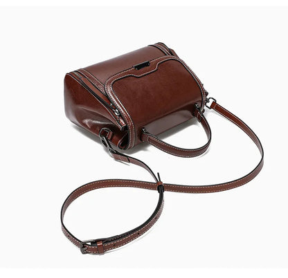 Genuine Cow Leather Top Handle Crossbody Bag