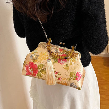 Floral Embroidery Evening Clutch