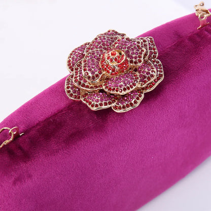 Diamonds Flower Velvet Evening Bag