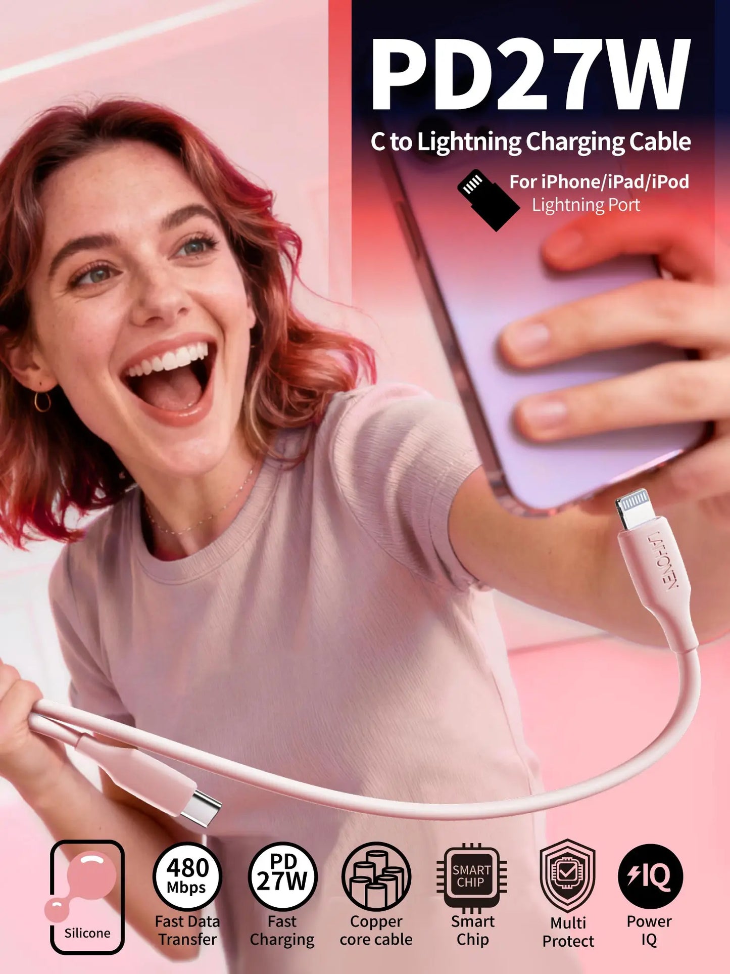 Silicone USB-C to Lightning Cable