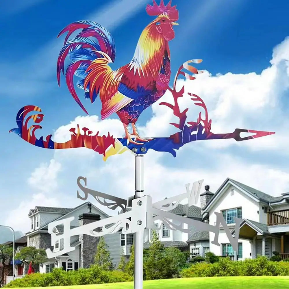 Retro Metal Rooster Weather Vane for Roof & Garden