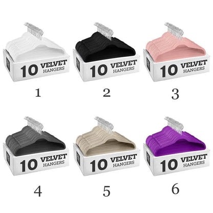 10Pcs/Pack Velvet Non-Slip Clothing Hangers