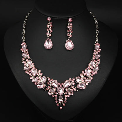 Women’s Retro Crystal Necklace & Earrings Set