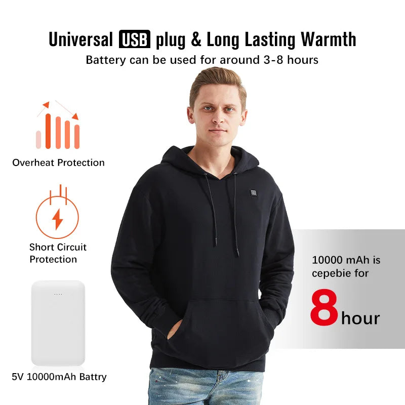Men's USB Heated Fleece Hoodie Jacket