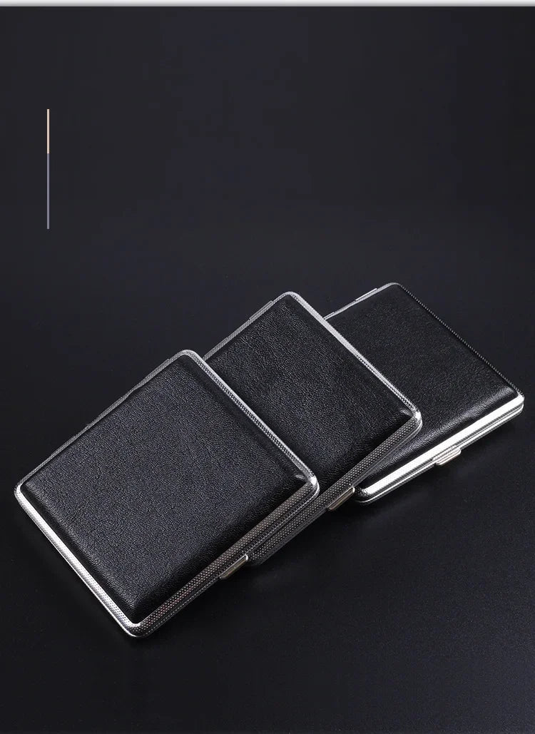Leather & Stainless Steel Double-Opening Cigarette Case
