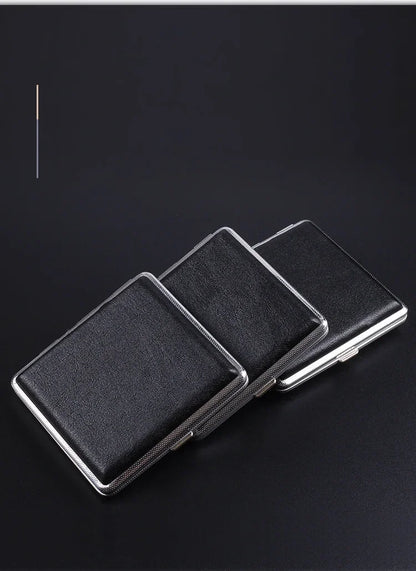 Leather & Stainless Steel Double-Opening Cigarette Case