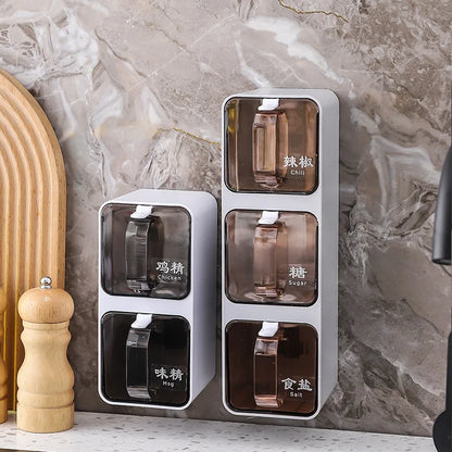 Wall-Mounted Seasoning Box Spice Rack Jar