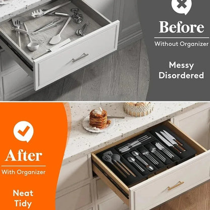 Adjustable Retractable Cutlery Drawer Organizer