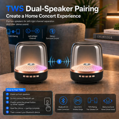 Portable Bluetooth 5.0 Wireless Speaker with Ambient Light