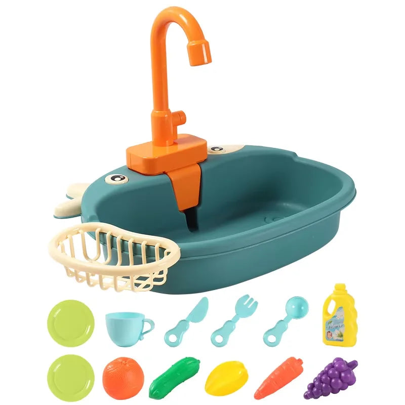 Kids Kitchen Sink Toys Simulation Electric Dishwasher