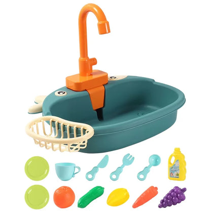 Kids Kitchen Sink Toys Simulation Electric Dishwasher
