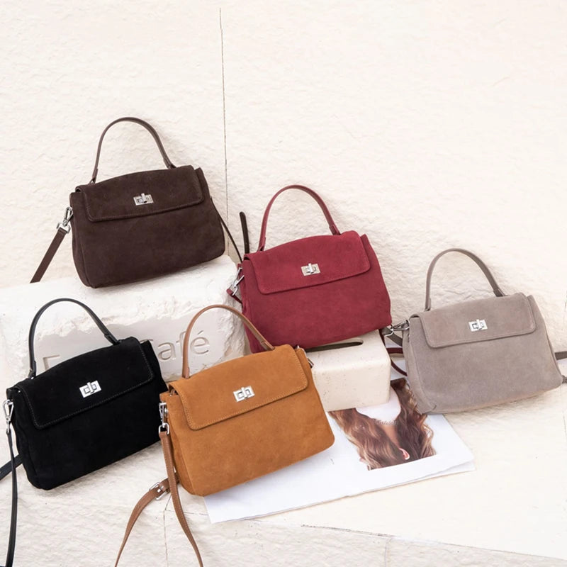 Women’s Suede Leather Flap Shoulder & Crossbody Bag