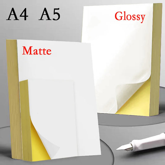 A4/A5 Self-Adhesive Sticker Paper Sheets for Printer
