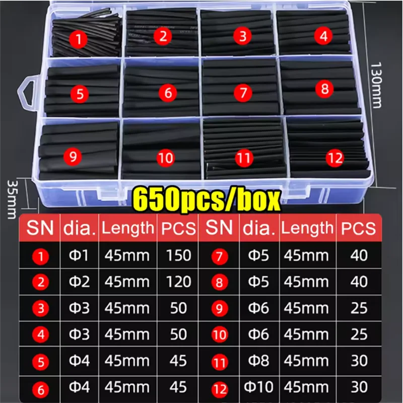 Black Heat Shrink Tubing Kit