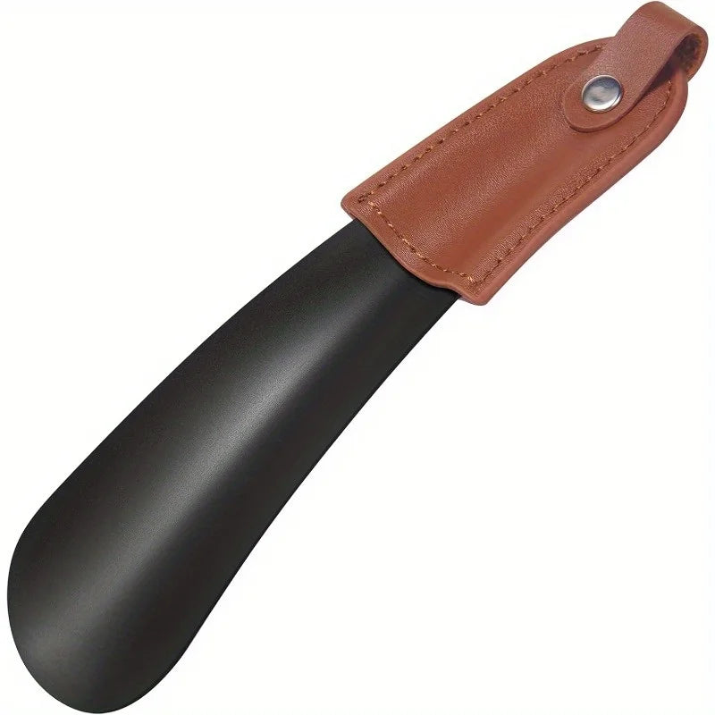 Stainless Steel Shoehorn with Leather Handle