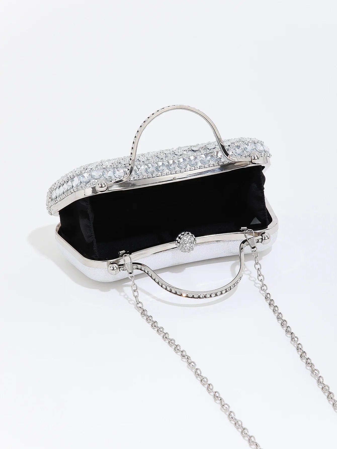 Rhinestone Tassel Handle Evening Bag