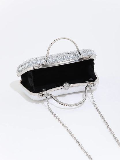 Rhinestone Tassel Handle Evening Bag