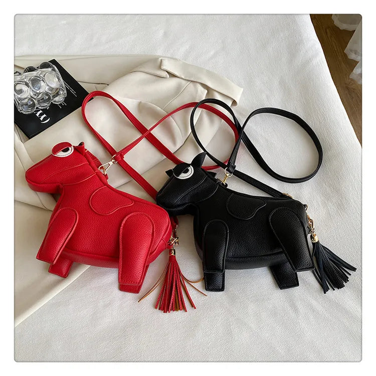 Horse-Shaped PU Leather Crossbody Shoulder Bag